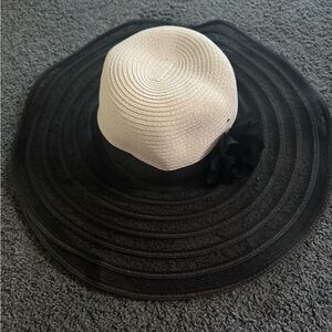 Elegant Black and White Wide Brim Hat